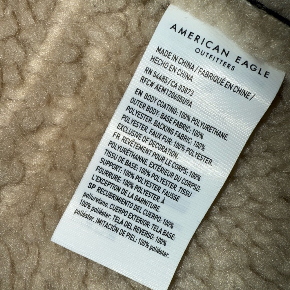 American Eagle AE Oversized Vegan Shearling Moto Jacket Black XL - Picture 13 of 16